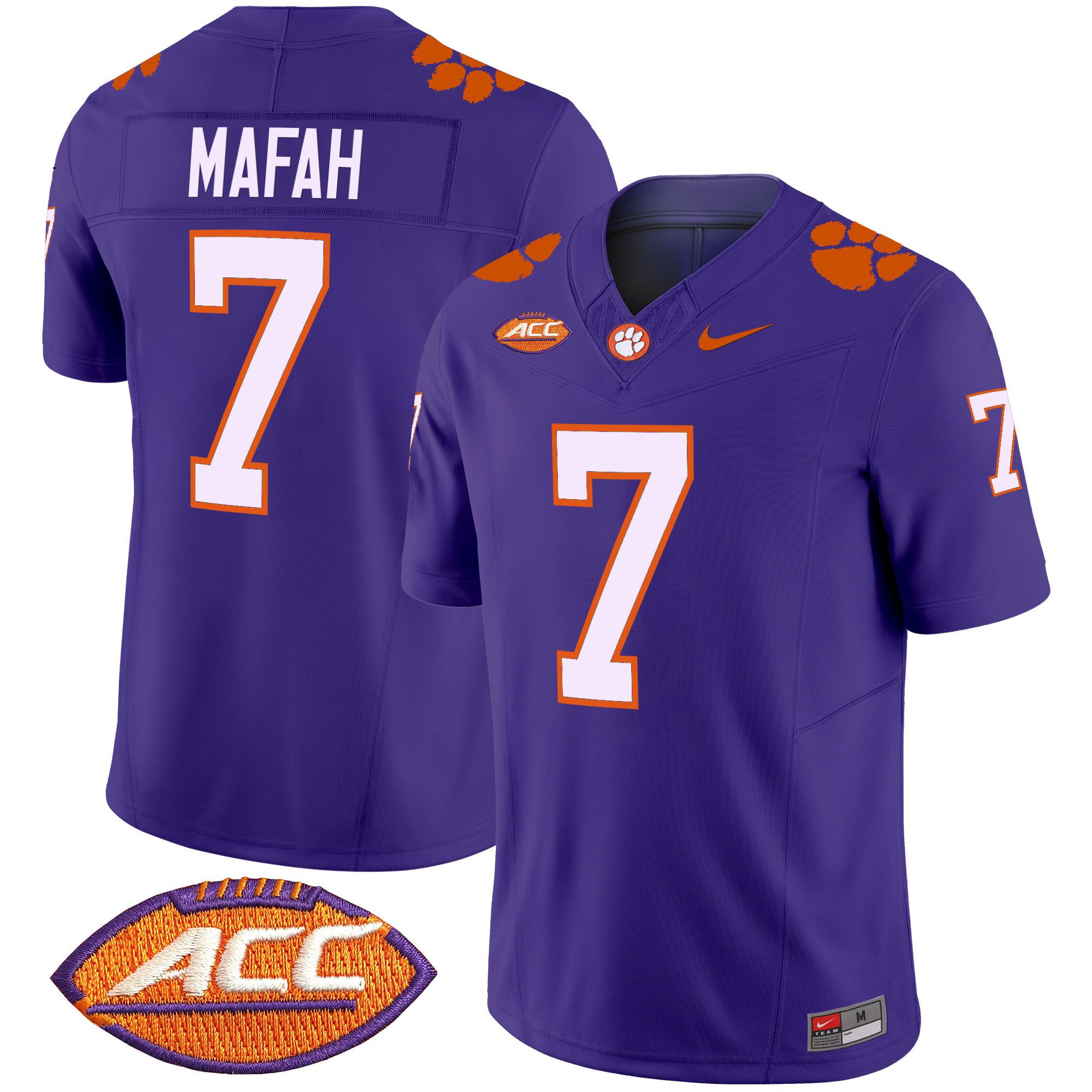 Men Clemson Tigers #7 Mafah Purple 2024 Nike Vapor Limited NCAA Jersey